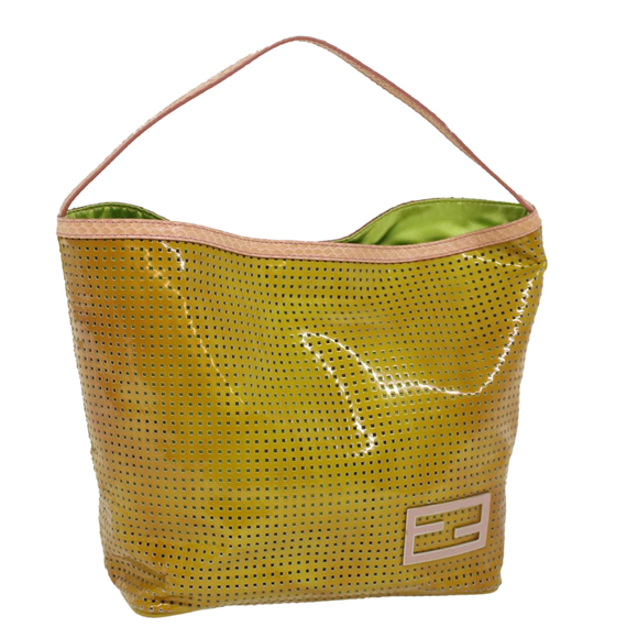 FENDI Handbags - FENDI punching Hand Bag Patent leather Yellow Auth yk8587